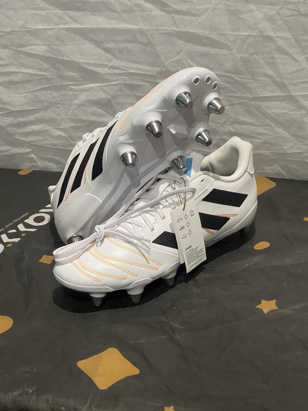 New Men’s 10.5 Adidas Kakari Elite (SG) Soft Ground White Rugby Cleats JP8800